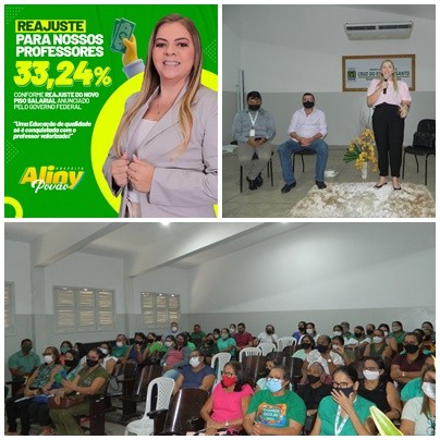 Prefeita Aliny Povão faz reunião com professores e garante o piso salarial 33,24%